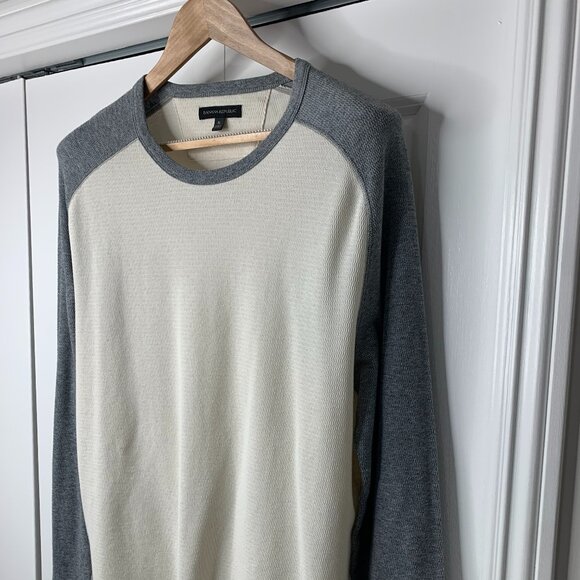 Banana Republic Men’s XL Cream & Grey Long Sleeve Sweatshirt – Cotton/Poly Blend - Picture 3 of 13